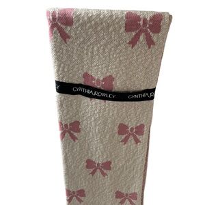 Cynthia Rowley Coquette Pink Bow Knit Throw Blanket - Cream/NWT